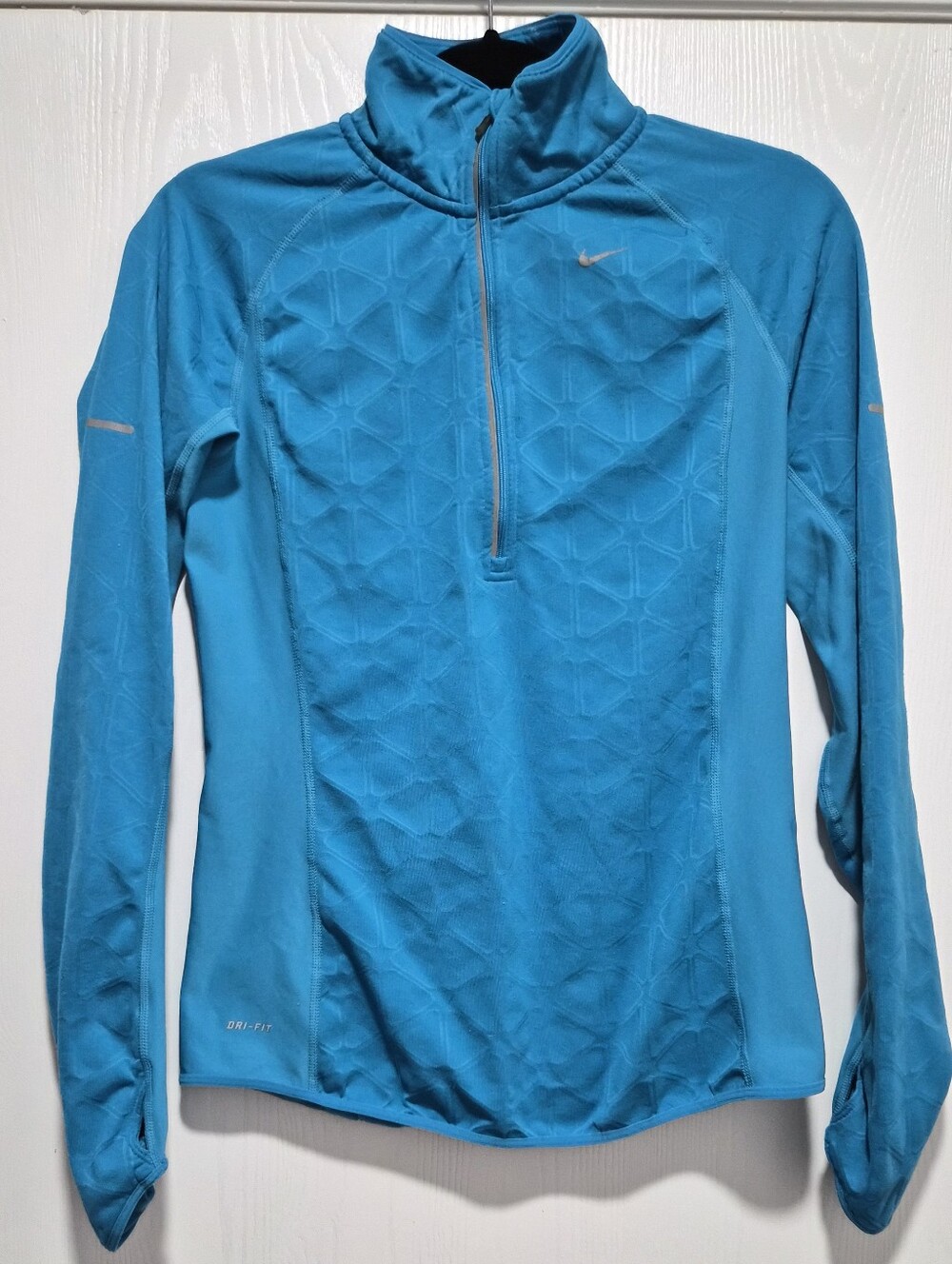 Nike Women’s Running Dri-Fit Turquoise Blue Half-Zip Long Sleeve Top Size M